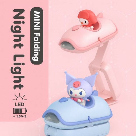 Purple mini folding led cars night light with clamp base for kids