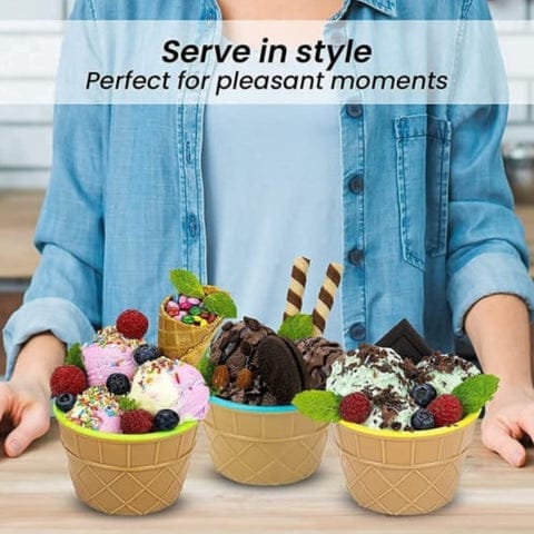 ICE CREAM SPOON &amp; BOWL SET, 12 PC SET OF ICE CREAM BOWL &amp; SPOON (MULTI COLOR)