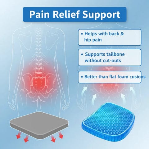 Cushion Seat Flex Pillow, Gel Orthopedic Seat Cushion Pad for Car, Office Chair, Wheelchair or Home