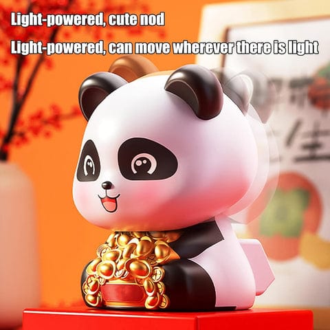 Car Decoration Solar Power Moving Head Panda Statue Creative, Car Panda