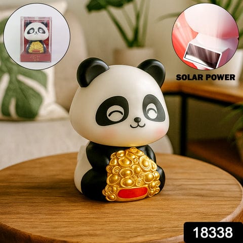 Car Decoration Solar Power Moving Head Panda Statue Creative, Car Panda