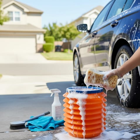 Foldable Storage Bucket, Water Container &amp; Dustbin Multiuser Bucket For Home, Car &amp; Kitchen Use Bucket
