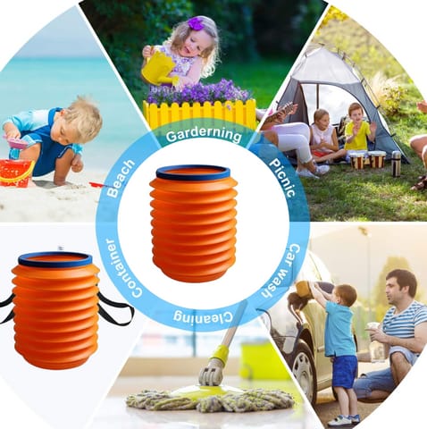 Foldable Storage Bucket, Water Container &amp; Dustbin Multiuser Bucket For Home, Car &amp; Kitchen Use Bucket