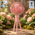 Portable Rechargeable LED Light Fan with Flexible Tripod Stand – Adjustable 3 Speed Personal Cooling Fan for Desk, Travel, Outdoor and Kids Use (1 Piece