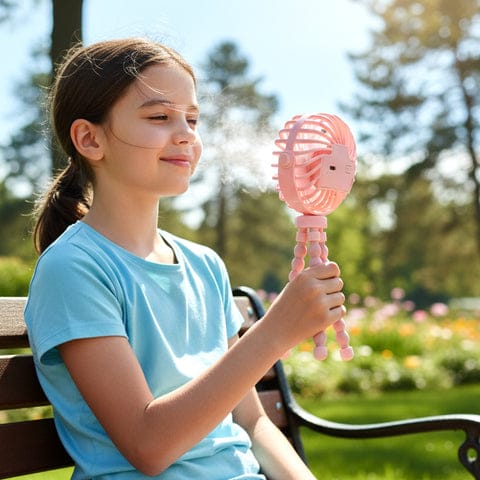 Portable Rechargeable LED Light Fan with Flexible Tripod Stand – Adjustable 3 Speed Personal Cooling Fan for Desk, Travel, Outdoor and Kids Use (1 Piece