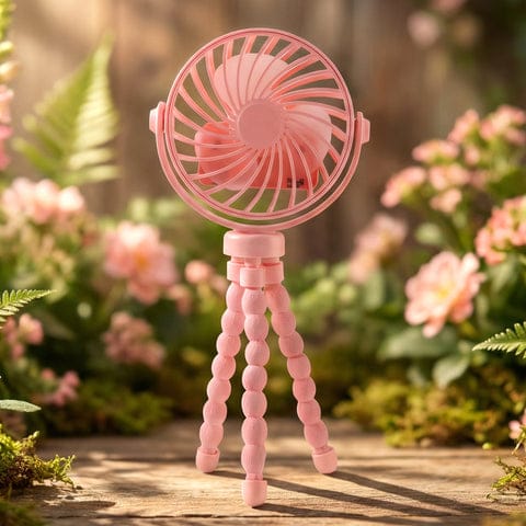 Portable Rechargeable LED Light Fan with Flexible Tripod Stand – Adjustable 3 Speed Personal Cooling Fan for Desk, Travel, Outdoor and Kids Use (1 Piece