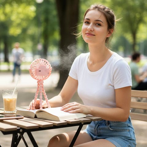 Portable Rechargeable LED Light Fan with Flexible Tripod Stand – Adjustable 3 Speed Personal Cooling Fan for Desk, Travel, Outdoor and Kids Use (1 Piece