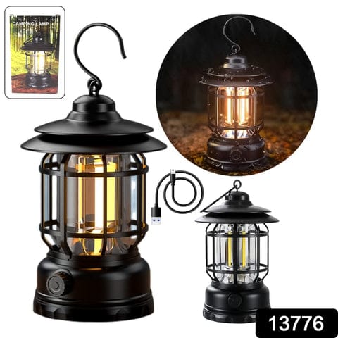 LED Camping Lante Light Retro Style Lighting Battery Type-c Rechargeable Dimmable Tent Lamp Outdoor Portable Waterproof Flashlight Lanterns