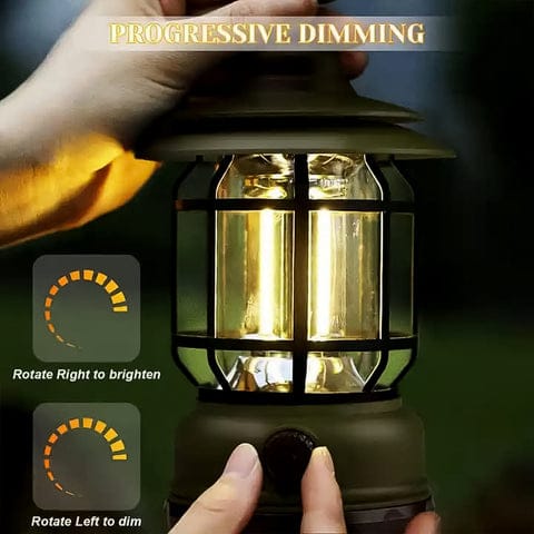LED Camping Lante Light Retro Style Lighting Battery Type-c Rechargeable Dimmable Tent Lamp Outdoor Portable Waterproof Flashlight Lanterns