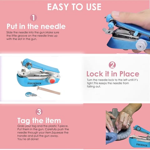 1237 Handy Stitching Stapler Machine Pocket Portable Mini Sewing Cordless Hand-Operated Manual Stitch Stapler Sillai Machine for Garment, Cloth