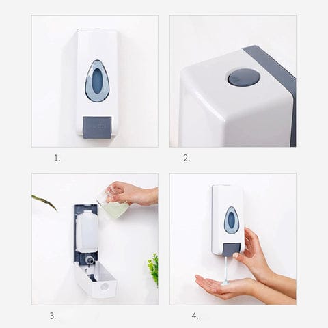 Wall Mounted Liquid Soap Dispenser – Refillable Bathroom and Kitchen Hand Wash/Shampoo/Lotion Dispenser with Push Button