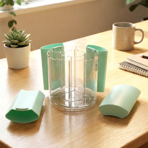 Multipurpose 5 Compartment Rotating Pen Holder &amp; Desk Organizer Stand for Office, Study &amp; Home Use, Smooth Rotating Plastic Stationery Holder with Central Storage Cup for Pens, Pencils &amp; Desk Essentials (1 Pc)