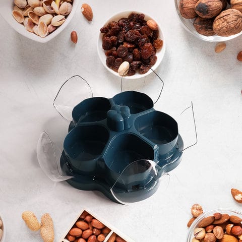 Lotus Shape Rotating Dry Fruit &amp; Snack Organizer Box with Compartments – Multi-Section Candy Nut Storage Container with Lid (1 Pc)