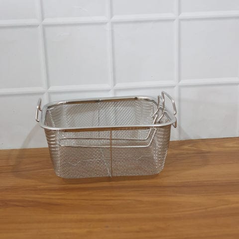 Stainless Steel Deep Fryer Basket with Long Handle for Safe Oil Draining &amp; Frying – Square Mesh Frying Strainer Basket for Kitchen, Home &amp; Commercial Use (Single Piece)