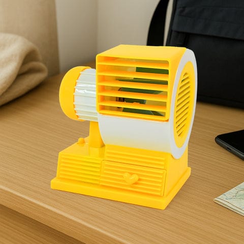 Mini Dual-Blade Portable USB Table Fan with Fragrance Tray – Compact Personal Cooling Fan for Office Desk, Travel &amp; Home Use